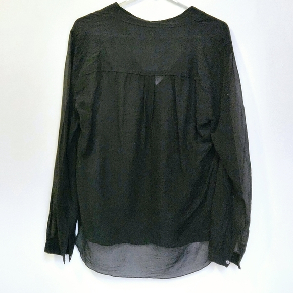 Wilfred Aritzia 100%Silk Large Black Tunic Quater Button Up Long Sleeve Blouse - Picture 6 of 12